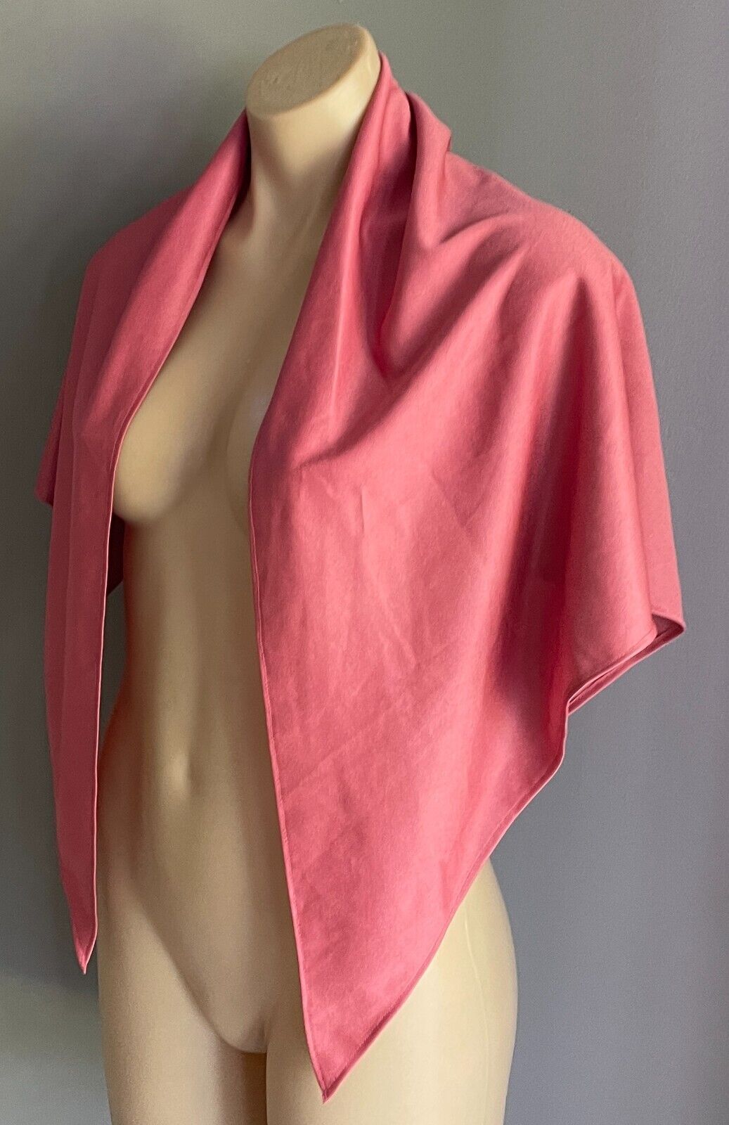 Dusty Rose Pink Triangle Shawl Wrap Hip Neck Scarf  8 - 12 Handmade Has Stretch