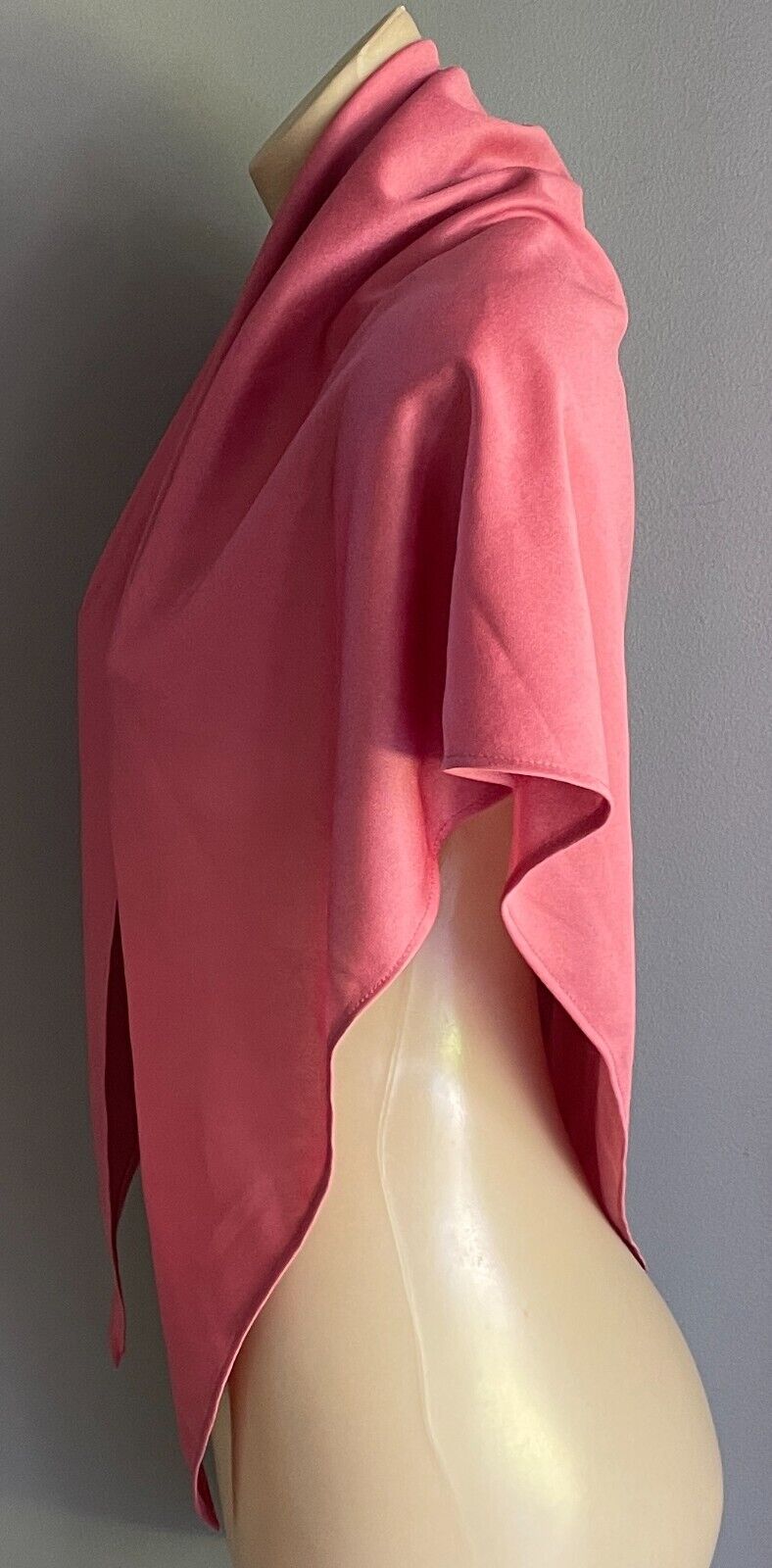 Dusty Rose Pink Triangle Shawl Wrap Hip Neck Scarf  8 - 12 Handmade Has Stretch