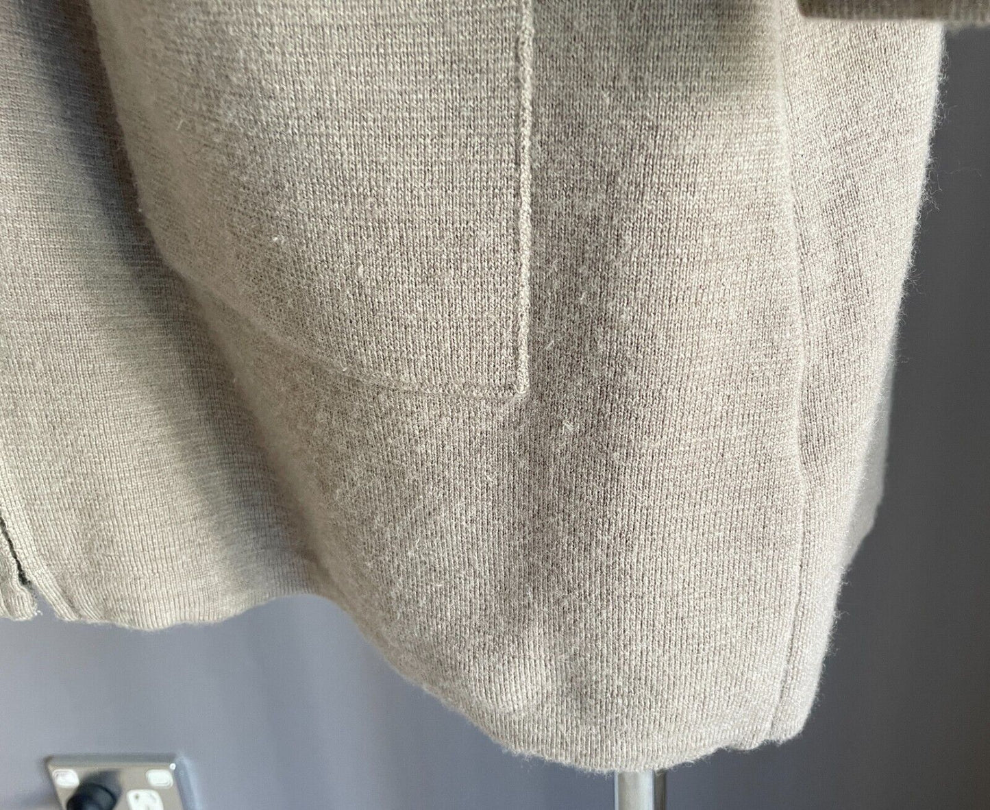 BLUE ILLUSION Coatigan Light Taupe Size XL Long Sleeve Ruffle Collar Zip Front