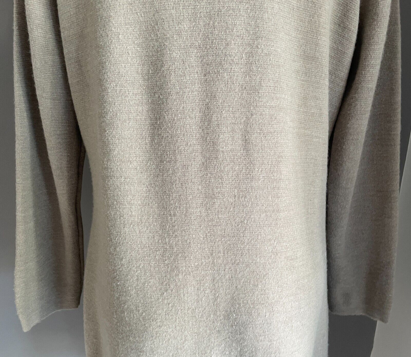 BLUE ILLUSION Coatigan Light Taupe Size XL Long Sleeve Ruffle Collar Zip Front
