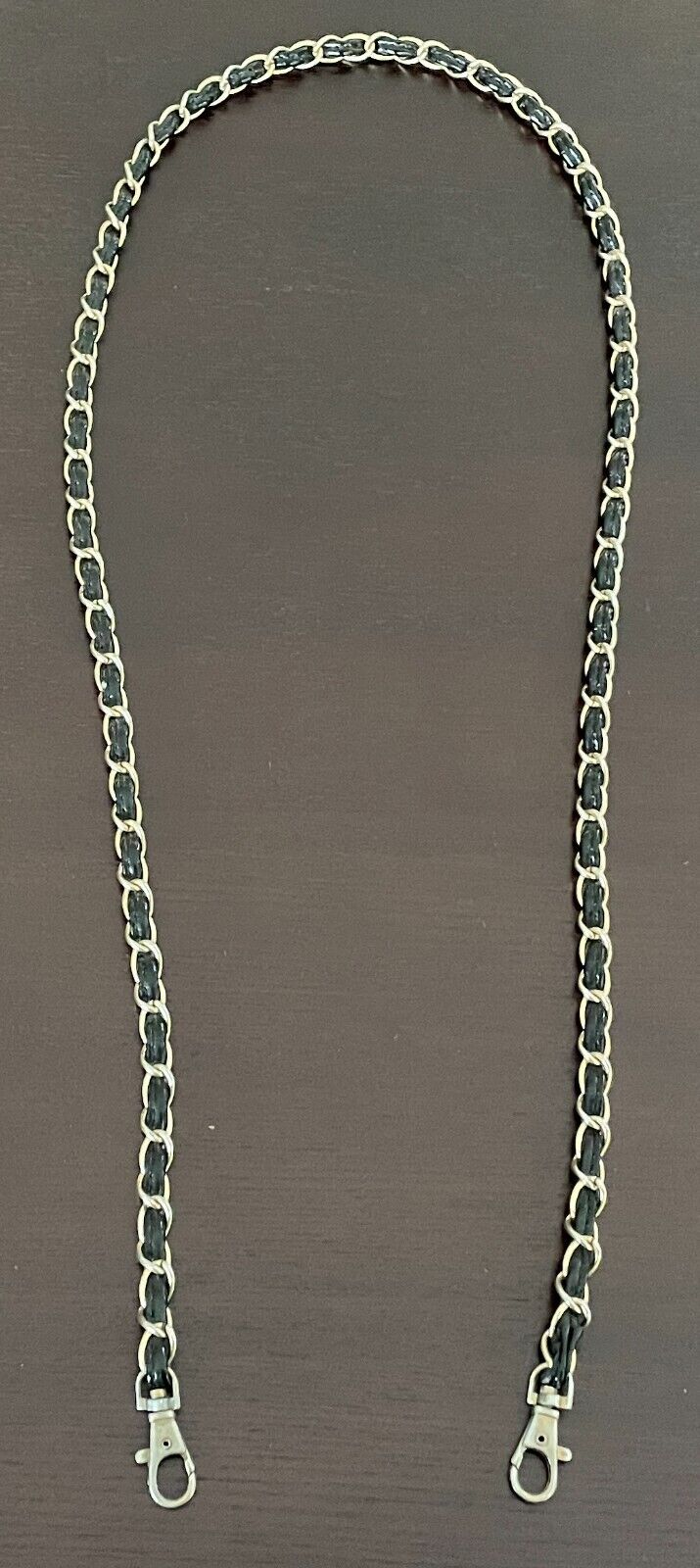 Replacement Shoulder Strap Black PU Entwined With Gold Tone Chain 121cm Long