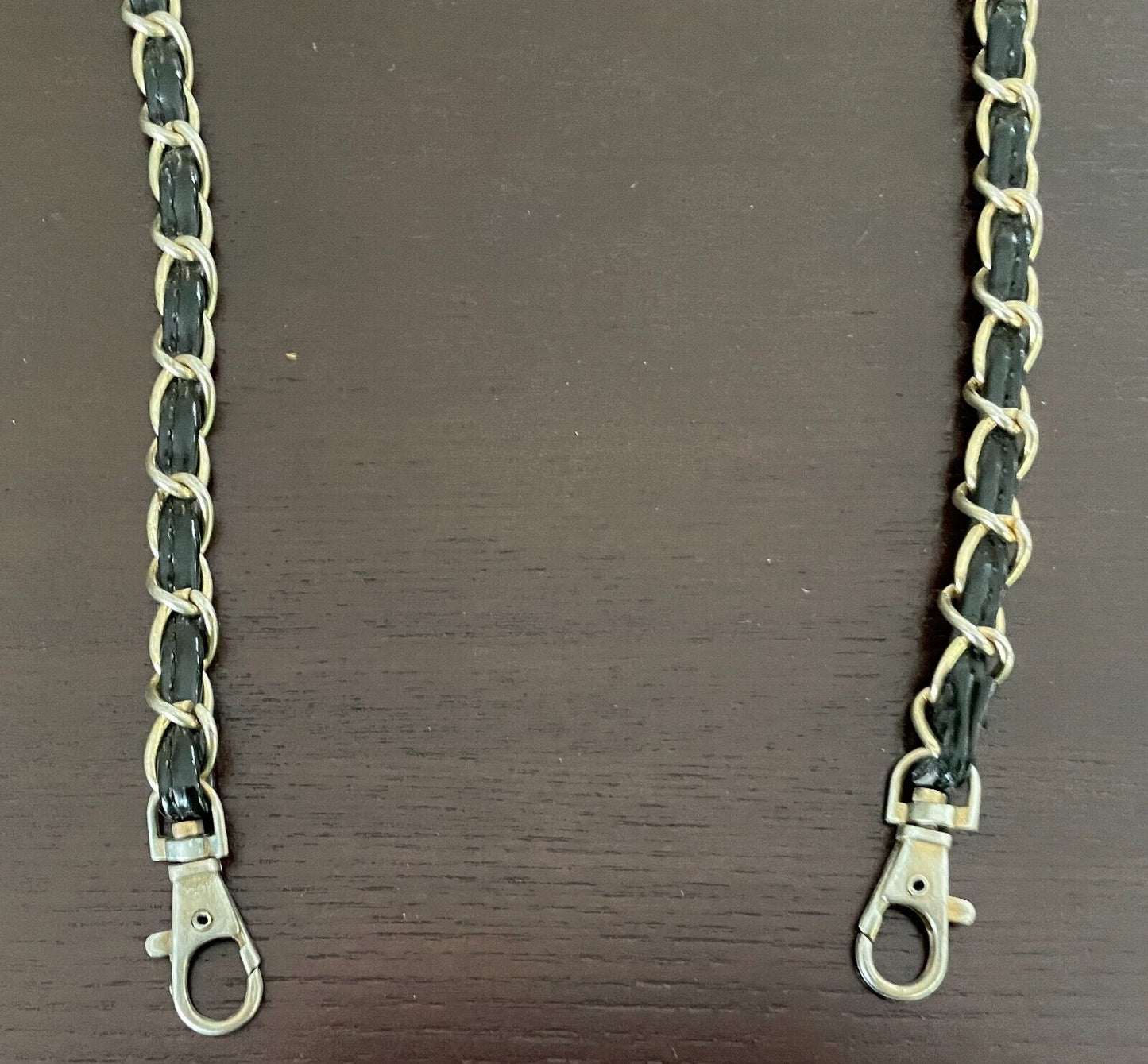 Replacement Shoulder Strap Black PU Entwined With Gold Tone Chain 121cm Long