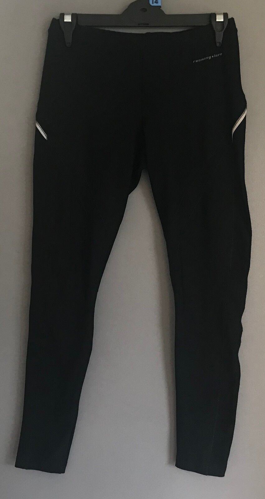 RUNNING BARE Black Tights 7/8 Length Activewear Long Pants Gym Size 12