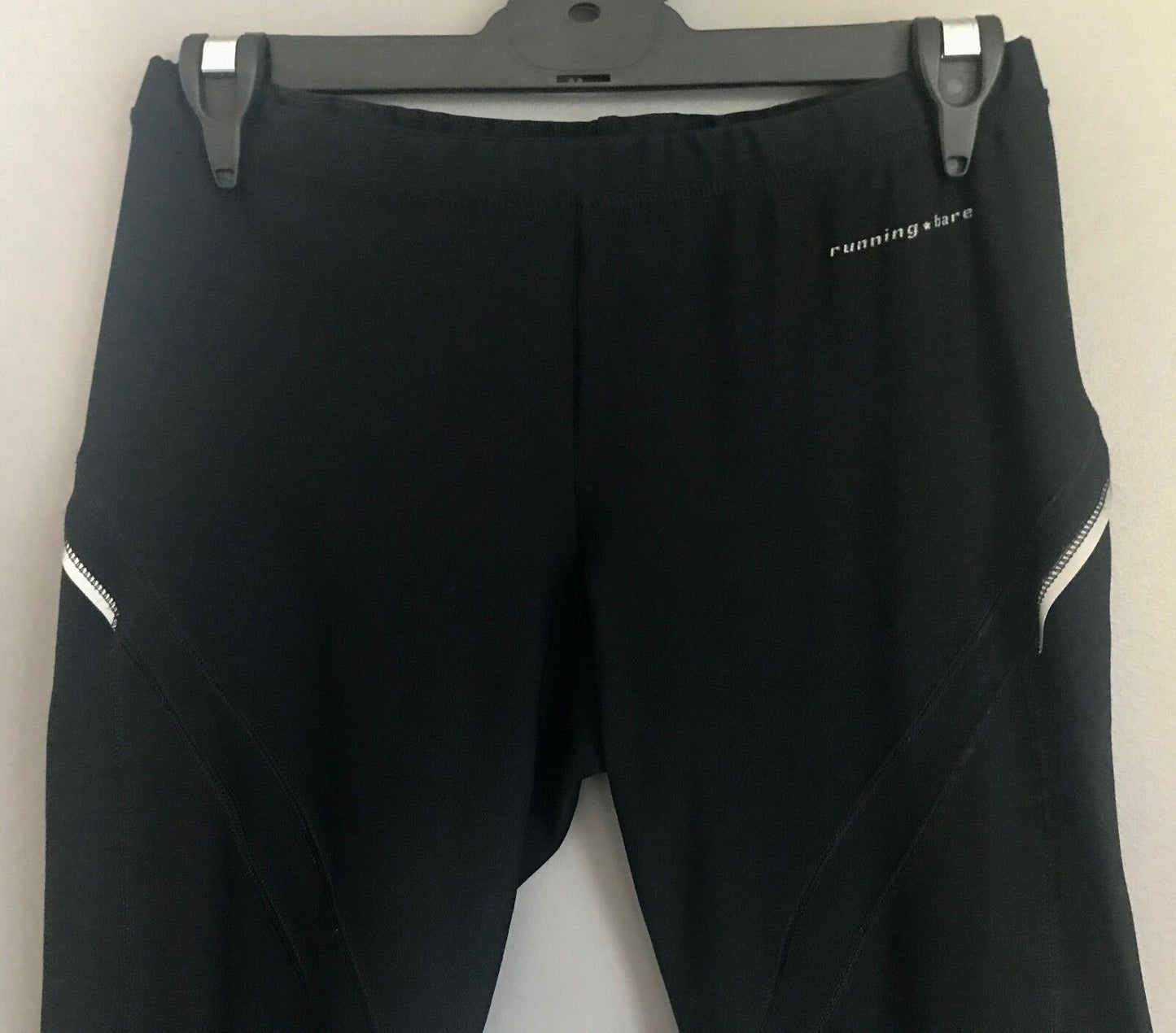RUNNING BARE Black Tights 7/8 Length Activewear Long Pants Gym Size 12