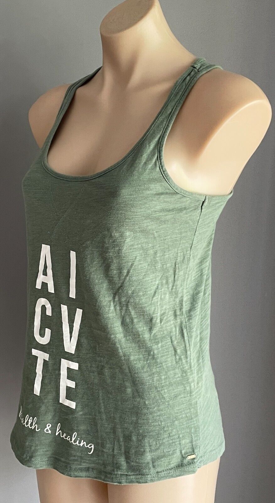RIP CURL Khaki White Activewear Tank Top Sleeveless Racer Back Siz 8 10 Ripcurl