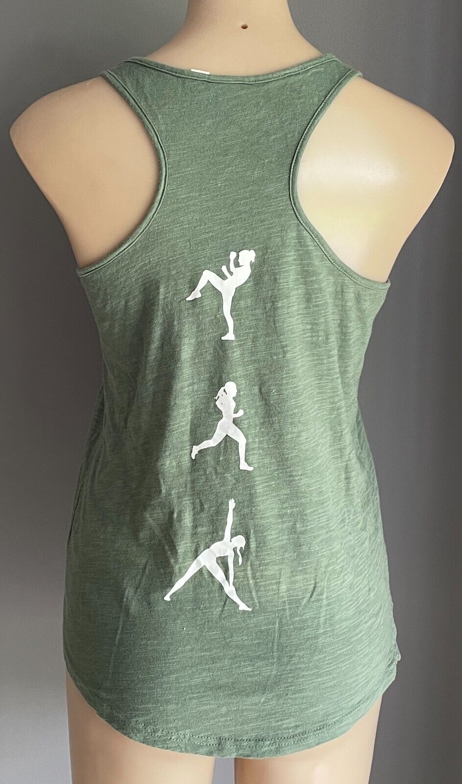 RIP CURL Khaki White Activewear Tank Top Sleeveless Racer Back Siz 8 10 Ripcurl