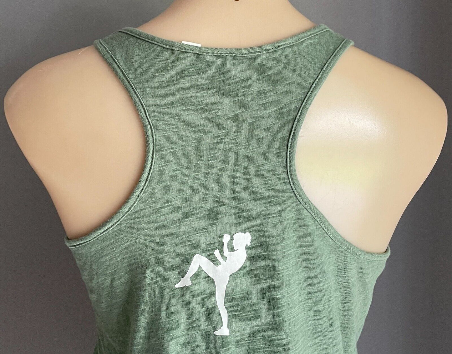 RIP CURL Khaki White Activewear Tank Top Sleeveless Racer Back Siz 8 10 Ripcurl