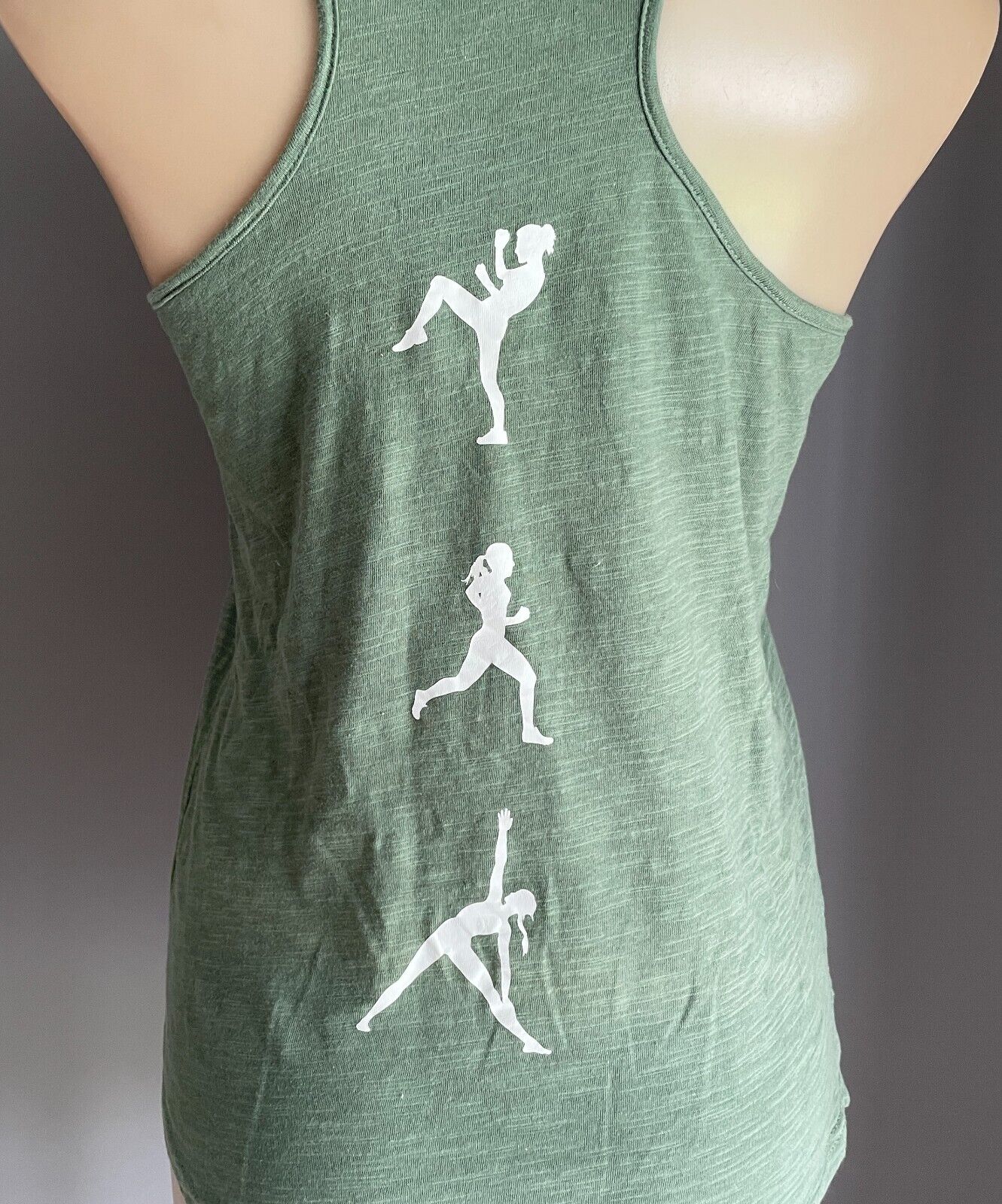 RIP CURL Khaki White Activewear Tank Top Sleeveless Racer Back Siz 8 10 Ripcurl