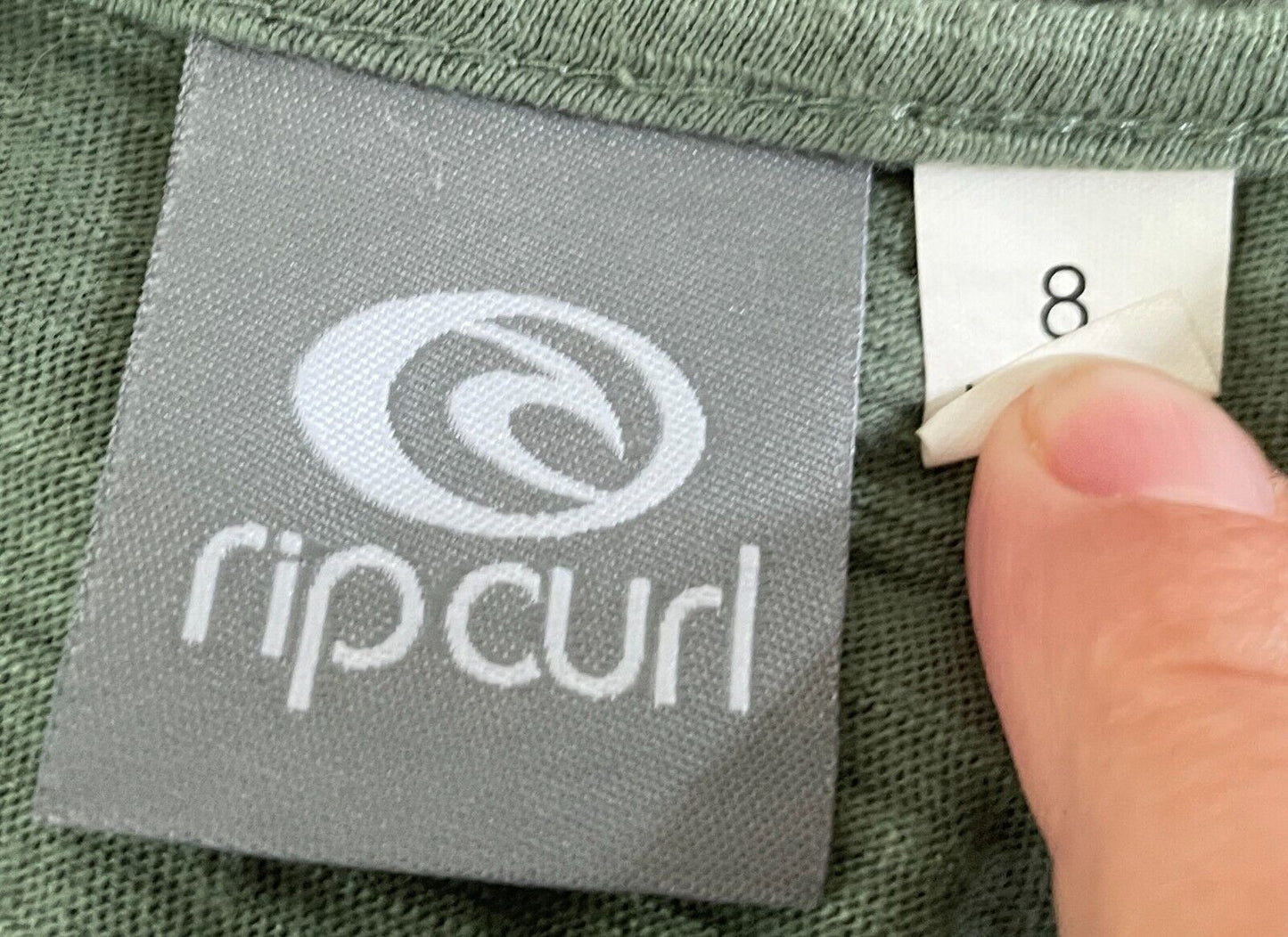 RIP CURL Khaki White Activewear Tank Top Sleeveless Racer Back Siz 8 10 Ripcurl