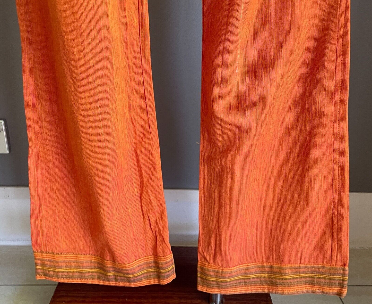TIBET HOUSE Cotton Pants Orange Bootleg Lightweight Side Tie Sz XL 12 NEW Hippie