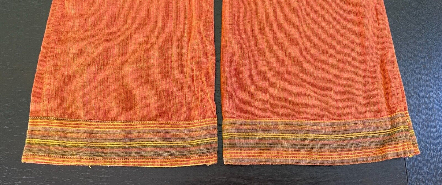 TIBET HOUSE Cotton Pants Orange Bootleg Lightweight Side Tie Sz XL 12 NEW Hippie