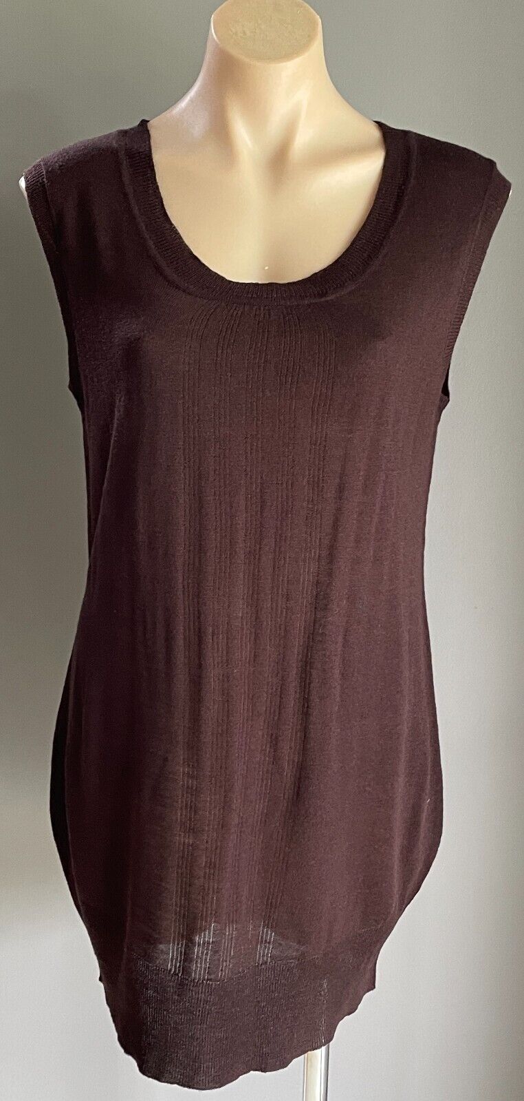 SUITE 62 BOUTIQUE Raina Fine Knit Tunic Espresso Brown Sleeveless Size XL 12 NEW