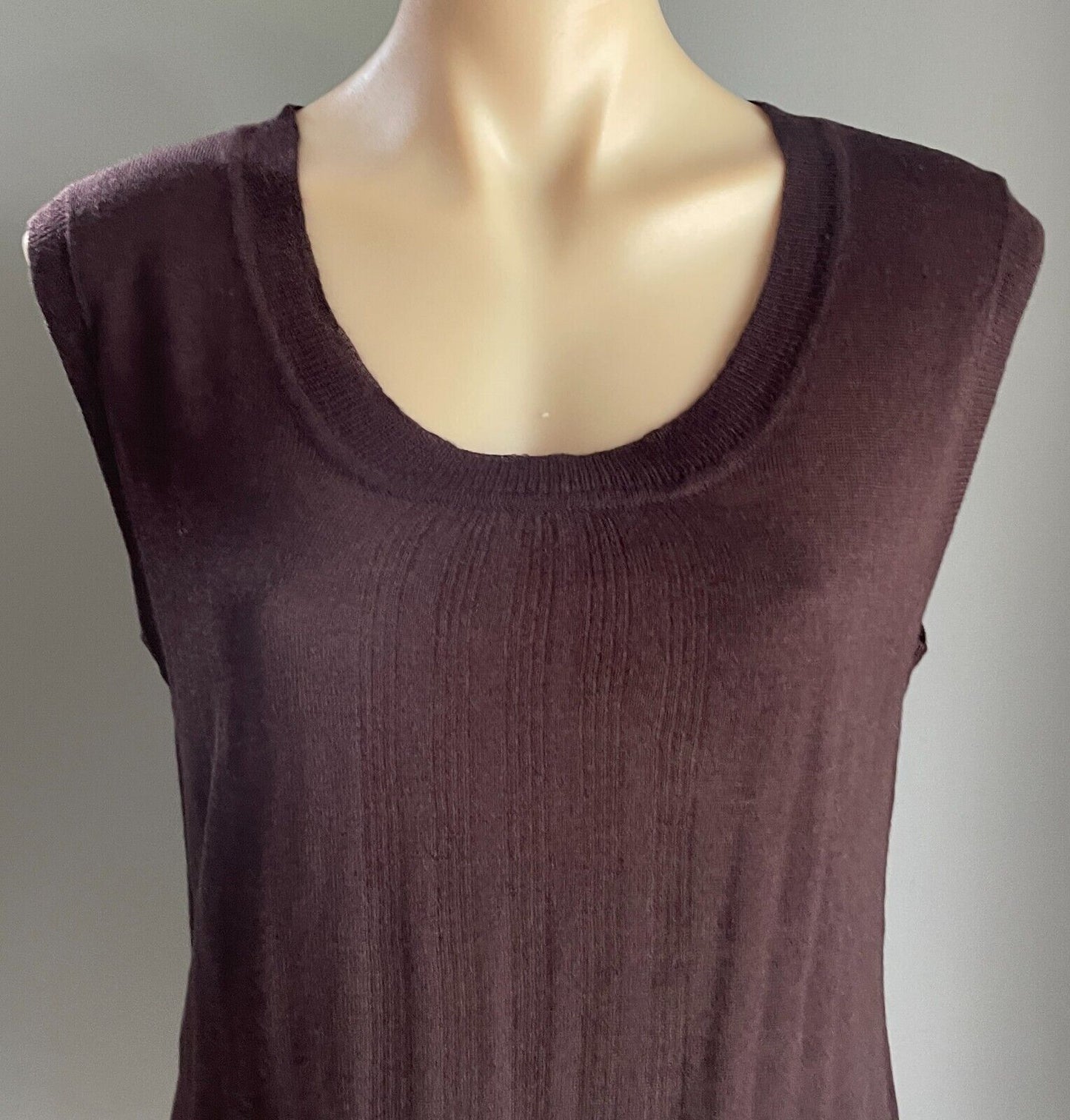 SUITE 62 BOUTIQUE Raina Fine Knit Tunic Espresso Brown Sleeveless Size XL 12 NEW