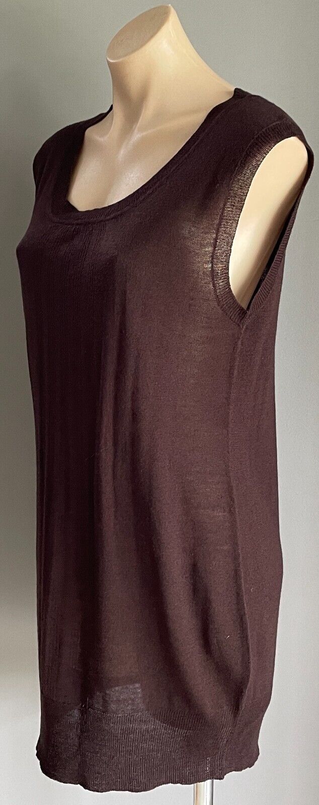 SUITE 62 BOUTIQUE Raina Fine Knit Tunic Espresso Brown Sleeveless Size XL 12 NEW