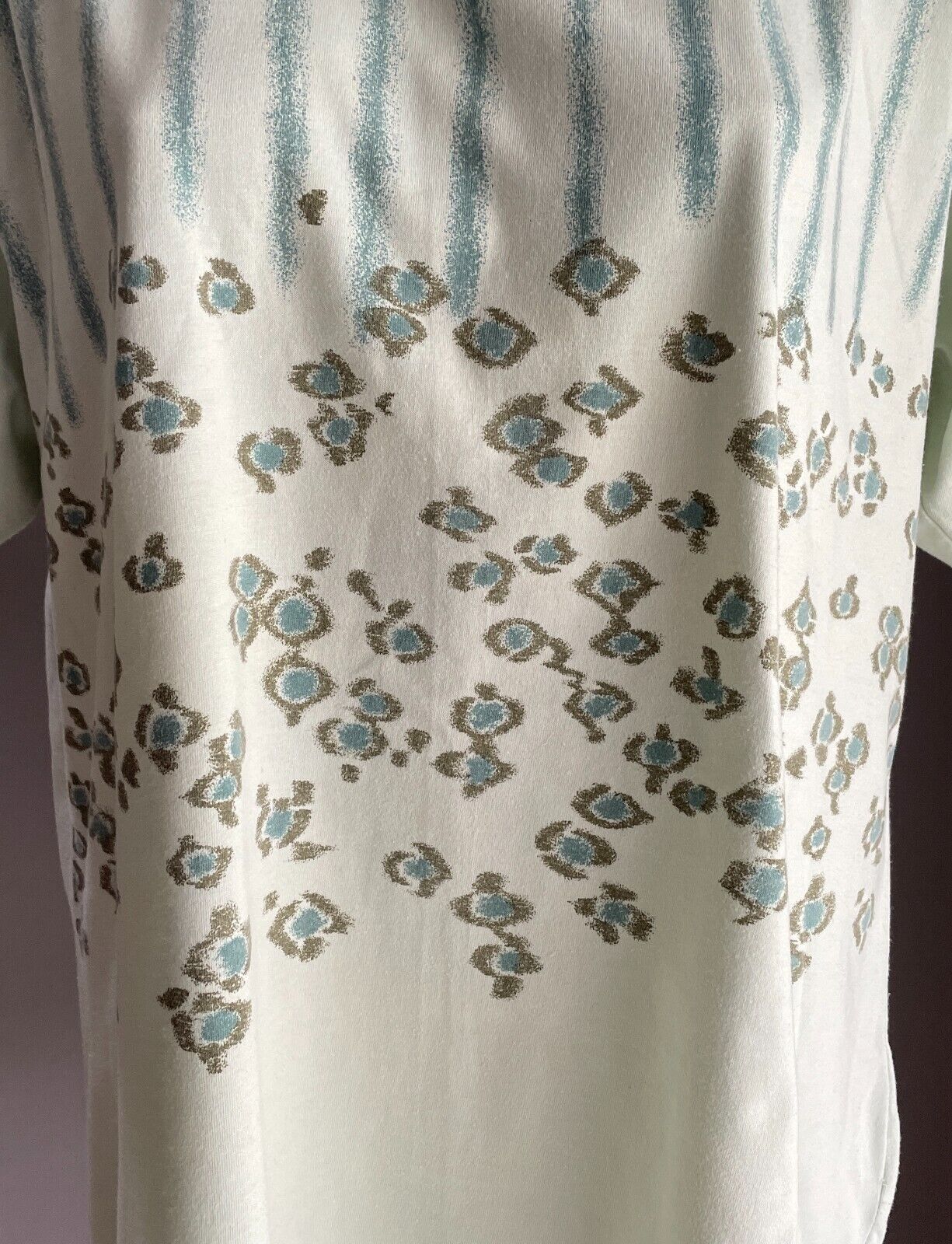 STOP OVER LIFESTYLE Top Green Print Short Sleeve T-Shirt Tee Size XL Retro
