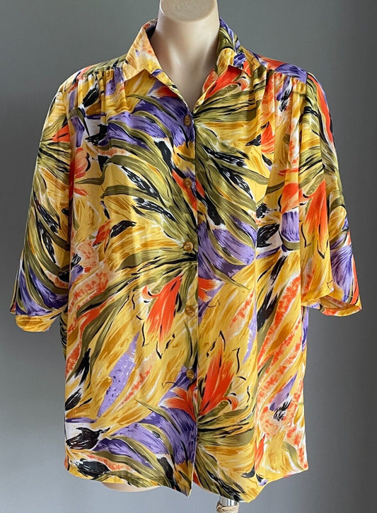 EXCEPTIONAL Top Multicoloured Floral Print Button Front Blouse Plus Size 20