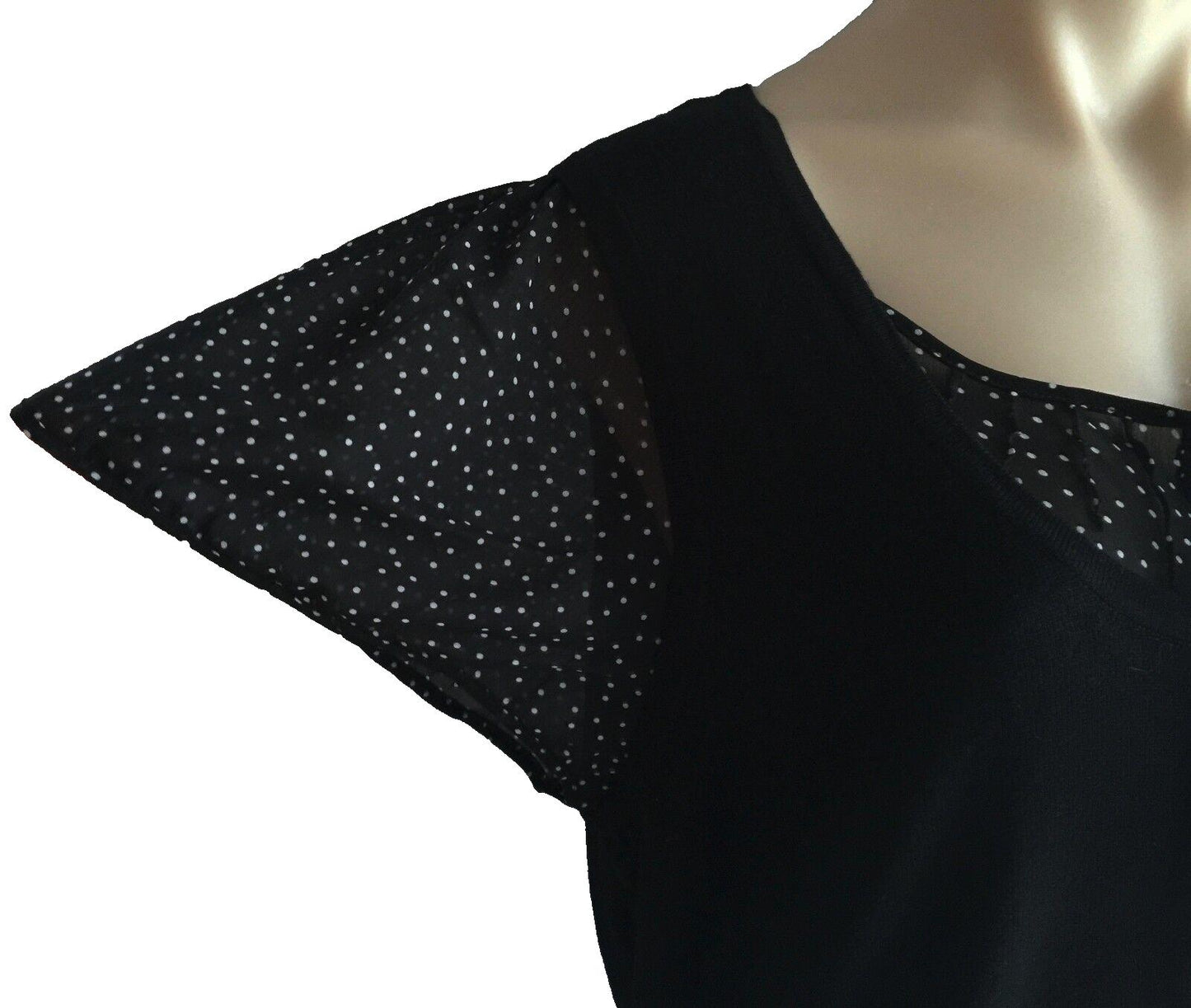 F&F Top Short Sleeve Blouse Black & White Polka Dot Beautiful Plus Size 20