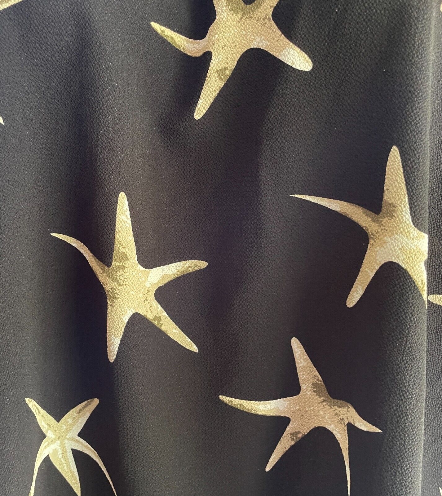 Black Top Off The Shoulder 3/4 Tie Sleeve Blouse Taupe Beige Star Fish Sz 20