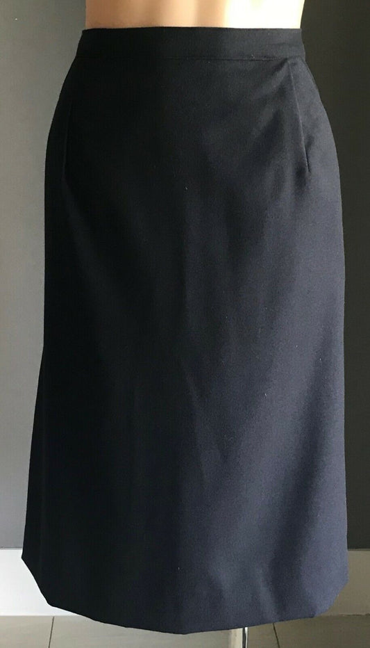 LUIGI BOTTO Skirt Navy Blue Merino Wool Knee Length Ladies Plus Size 20 Vintage