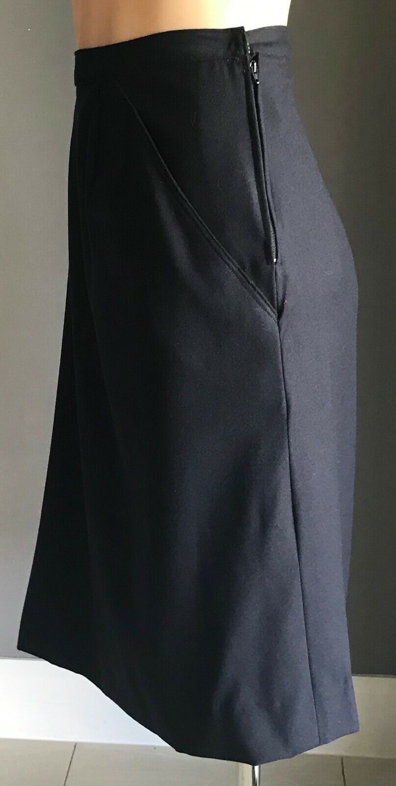 LUIGI BOTTO Skirt Navy Blue Merino Wool Knee Length Ladies Plus Size 20 Vintage