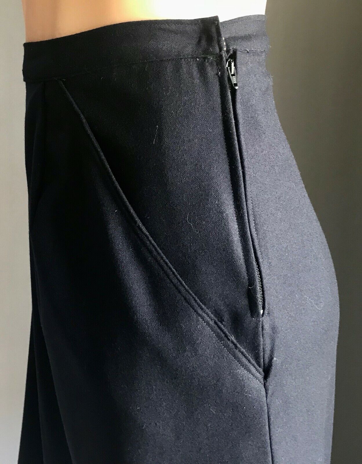 LUIGI BOTTO Skirt Navy Blue Merino Wool Knee Length Ladies Plus Size 20 Vintage
