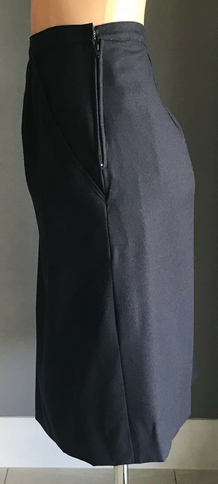 LUIGI BOTTO Skirt Navy Blue Merino Wool Knee Length Ladies Plus Size 20 Vintage