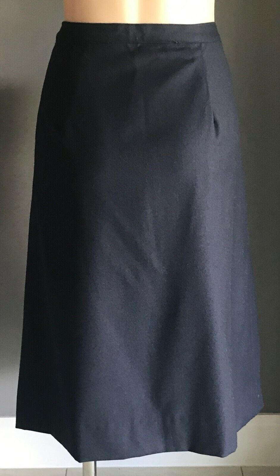 LUIGI BOTTO Skirt Navy Blue Merino Wool Knee Length Ladies Plus Size 20 Vintage