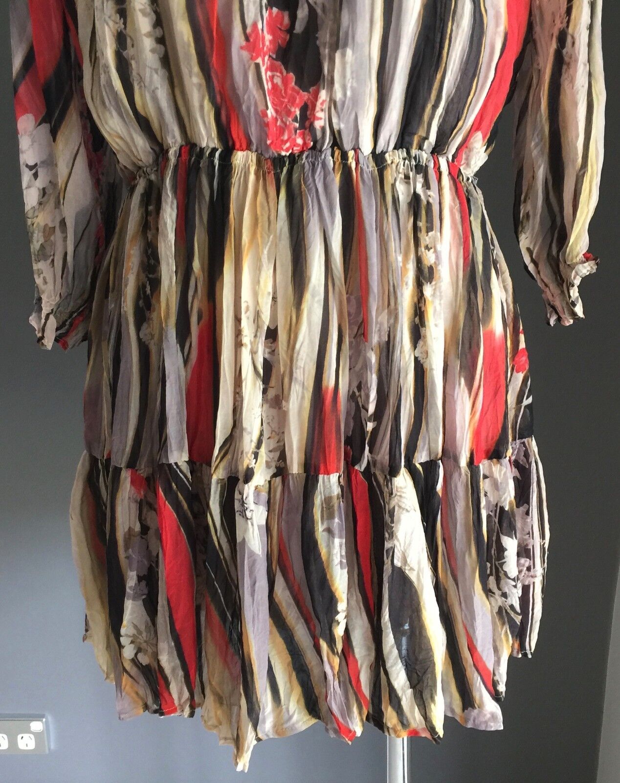 JV SELECTION Dress MultiColoured Stripe  Floral Print Crinkle Crease Size 10 NEW