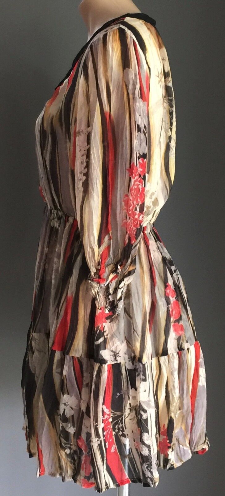 JV SELECTION Dress MultiColoured Stripe  Floral Print Crinkle Crease Size 10 NEW