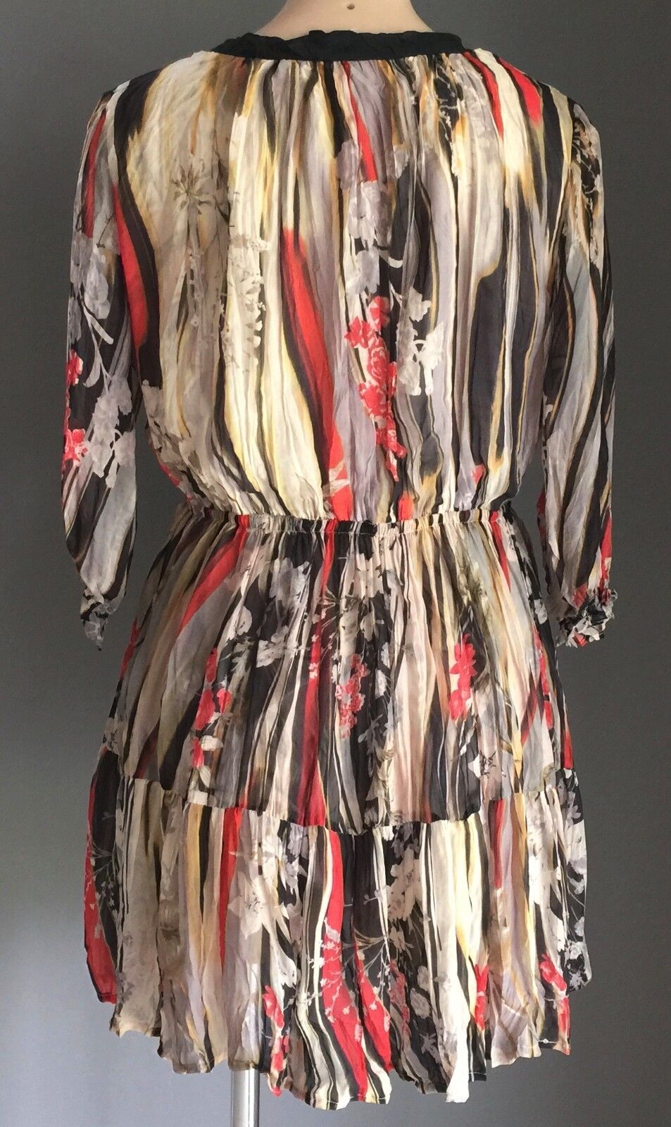 JV SELECTION Dress MultiColoured Stripe  Floral Print Crinkle Crease Size 10 NEW