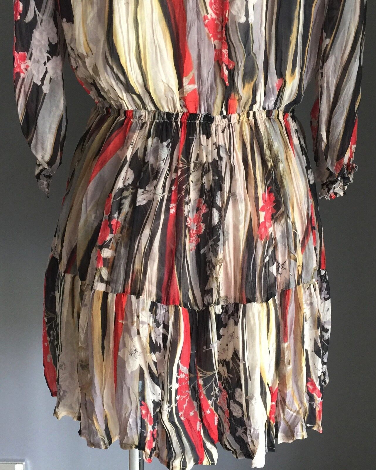 JV SELECTION Dress MultiColoured Stripe  Floral Print Crinkle Crease Size 10 NEW