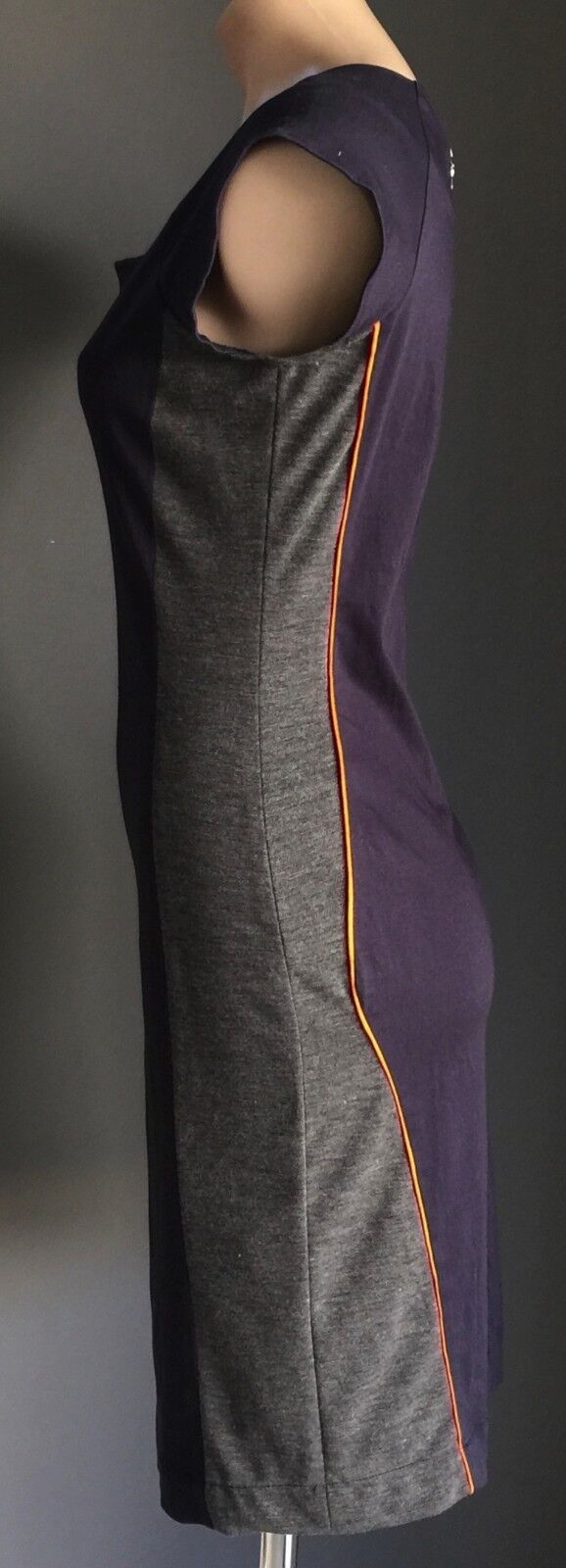 OXFORD WOMAN Pencil Dress Navy & Grey Cap Sleeve Stretch Size 10 Stylish NEW