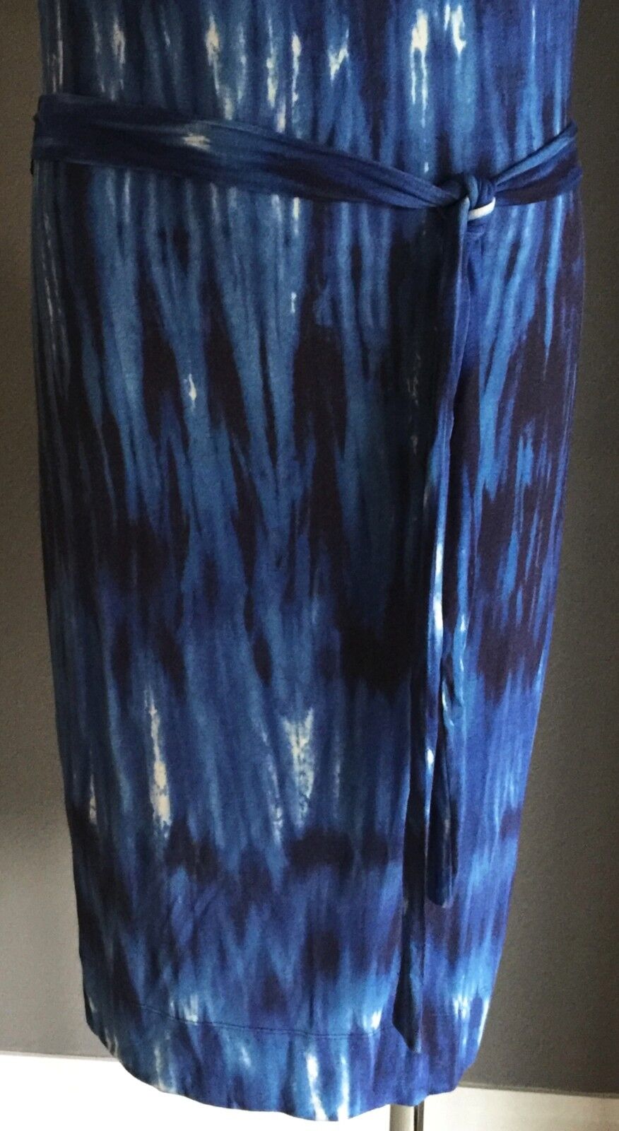 CLAUDIA STRATER Dress Blue White Tie Dye Cowl Neck Stretch Size 38 AU 10 German