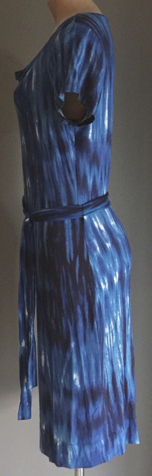 CLAUDIA STRATER Dress Blue White Tie Dye Cowl Neck Stretch Size 38 AU 10 German