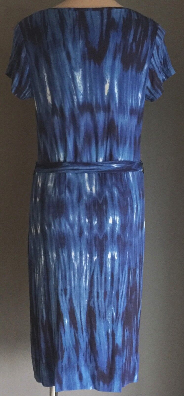 CLAUDIA STRATER Dress Blue White Tie Dye Cowl Neck Stretch Size 38 AU 10 German