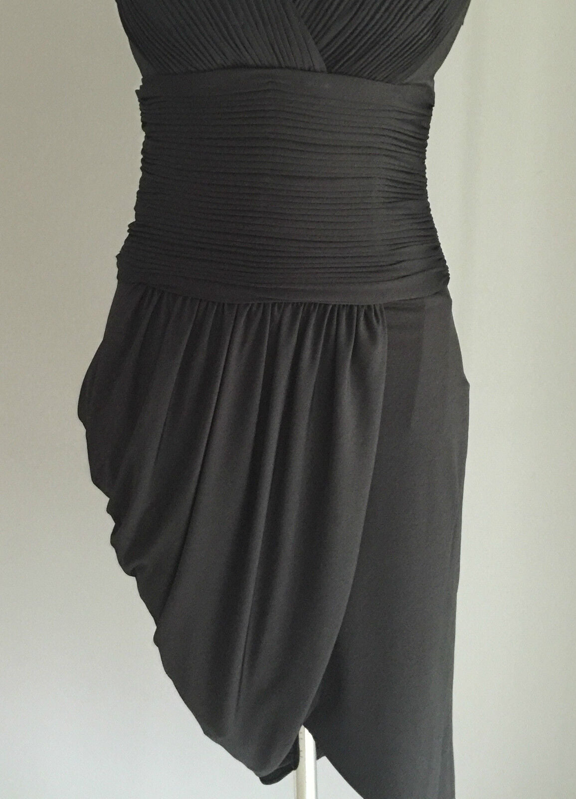 ROSE NOIR Dress Black Knee Length Drape Tulip Hem Formal Cocktail Size 10 NEW