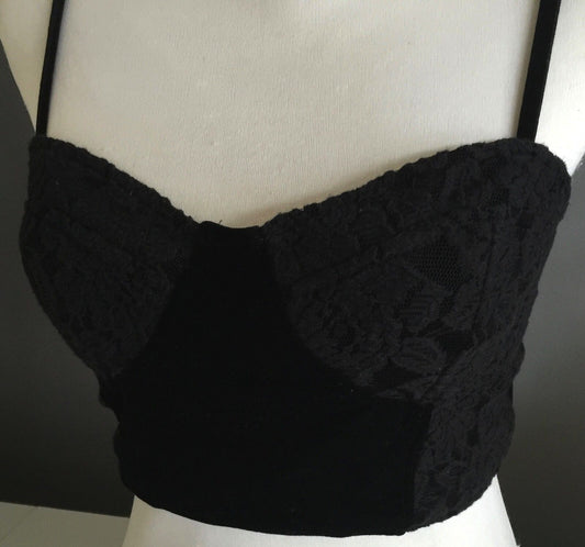 NEON HART Bustier Top Velvet & Lace Velour Corset Style Top Size M 8 NEW