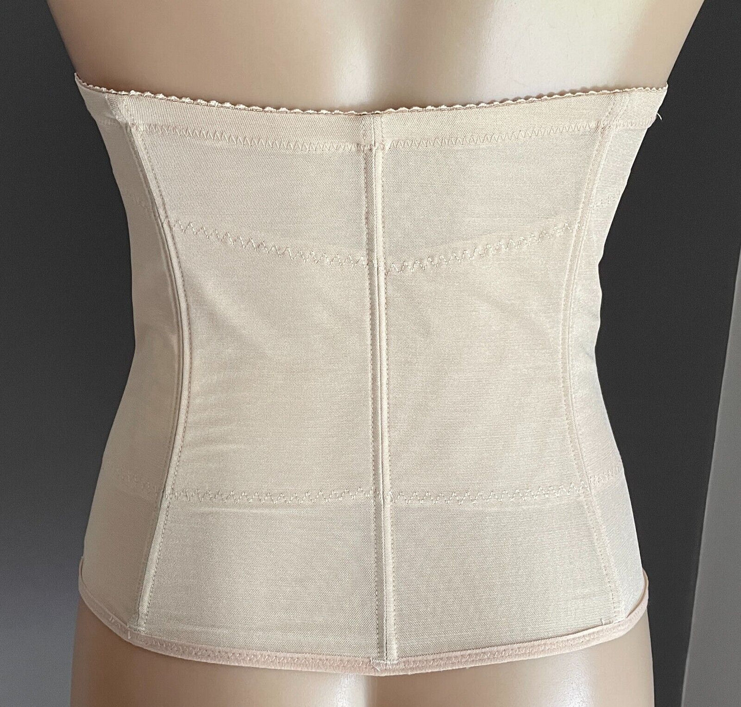 CINCHER Corset Beige Stretch Under Bust Waist Bustier Shaper Sz 12 NEW Vtg Sexy