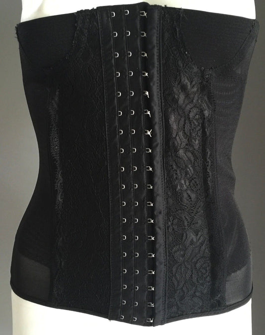 CINCHER Corset Bustier Black Stretch Under Bust Waist Shaper Sz L 8 10 NEW Sexy