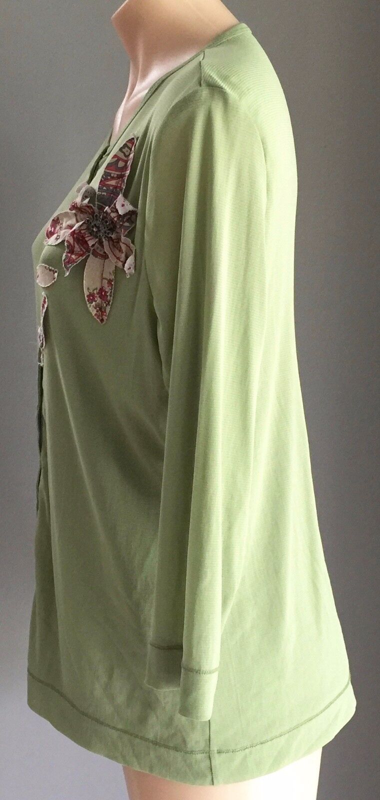 NZ VERGE Cardigan Long Sleeve Stretch Sage Green Bejewelled Women Size 12 14 NEW