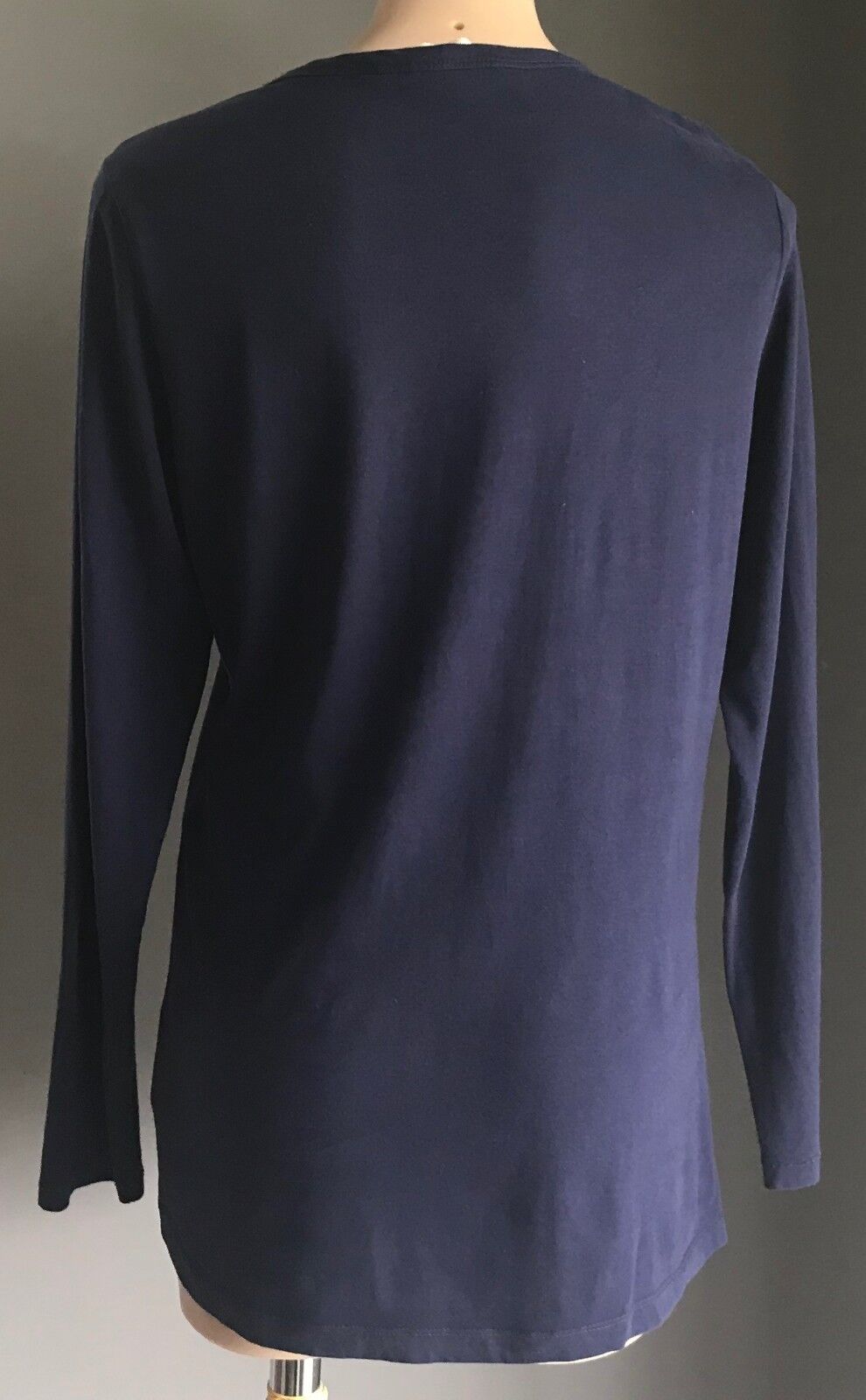 PETER ALEXANDER Sleep Top Navy Blue Henley Long Sleeve PJs Ladies Size M 12