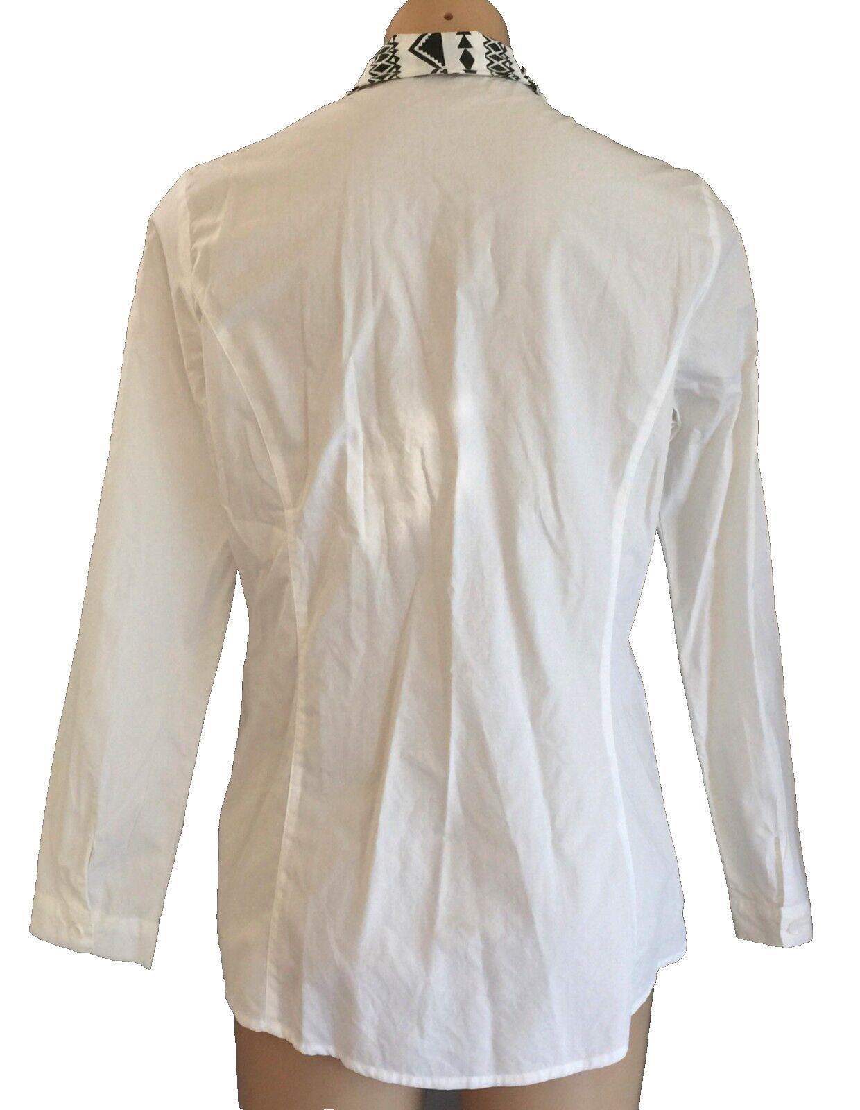 MY WARDROBE Shirt Fitted Button Front White Long Sleeve Top Blouse Size L 12