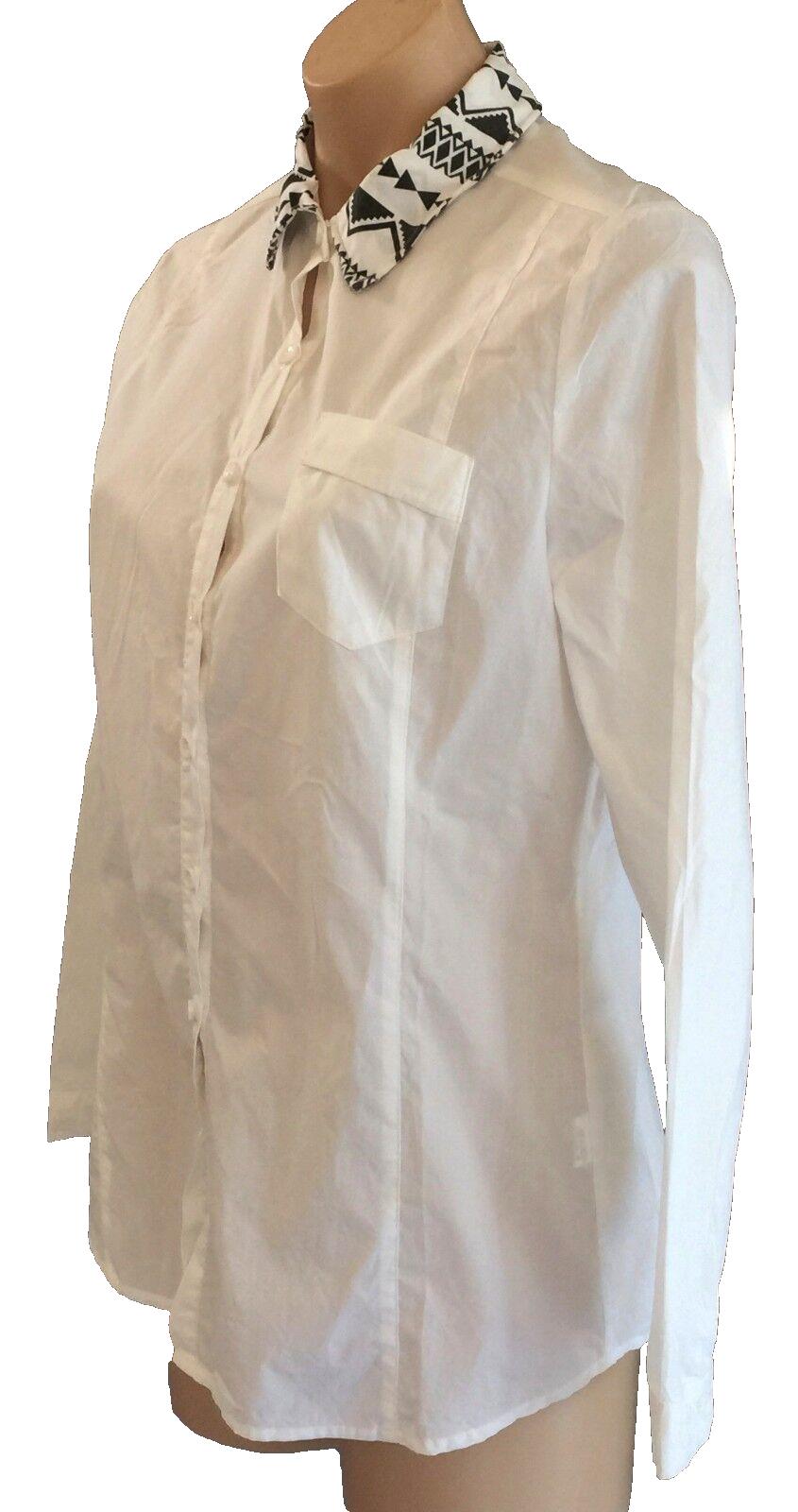 MY WARDROBE Shirt Fitted Button Front White Long Sleeve Top Blouse Size L 12