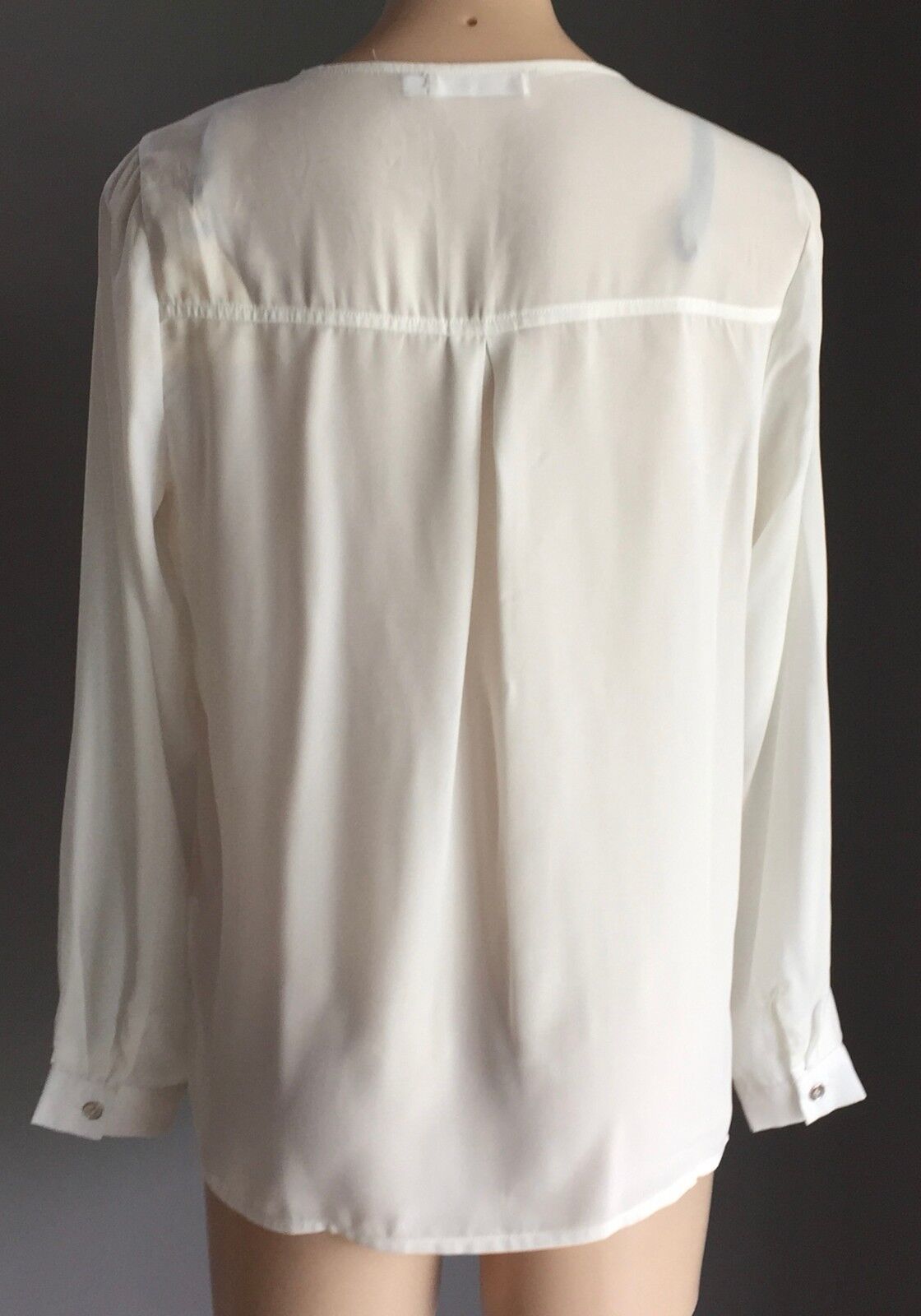 HE DOESN'T KNOW WHY? Top "Scallop Lattice Blouse" White Long Sleeve Size 12 NEW