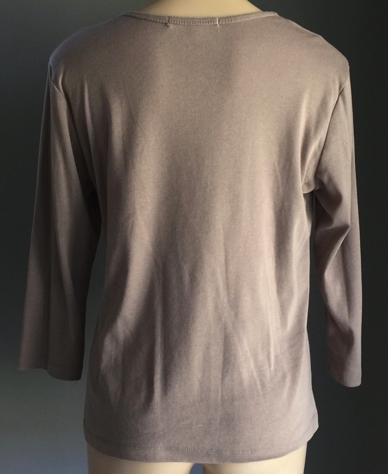 NONI B Top Brown Embellished Stretchy 3/4 Sleeve Blouse Ladies Size M 12 Stylish