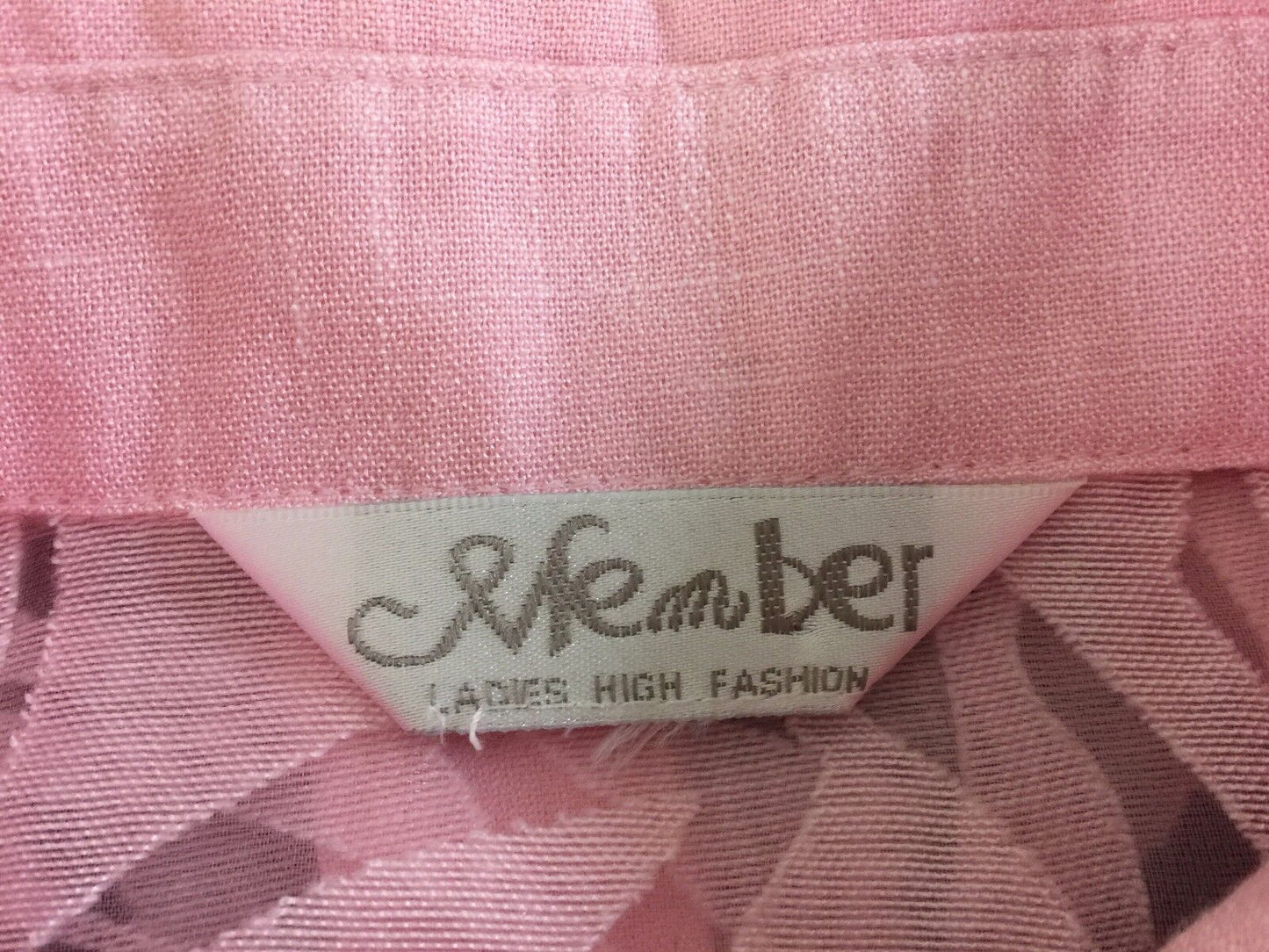 MEMBER Button Up Shirt Pink & Sheer Organza Floral 3/4 Sleeve Top Sz 10 12 Retro