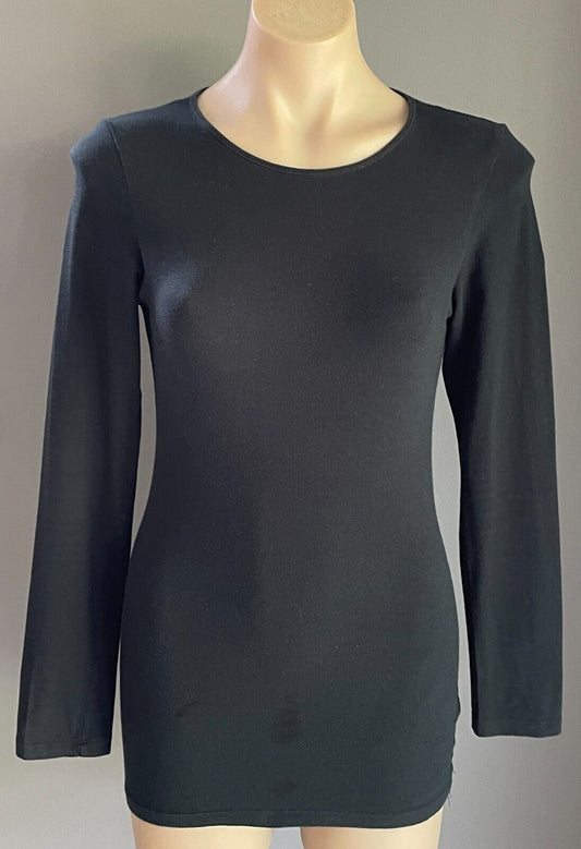 WITCHERY Top Basic Black Long Sleeve Stretch Tee T Shirt Size M 10 12