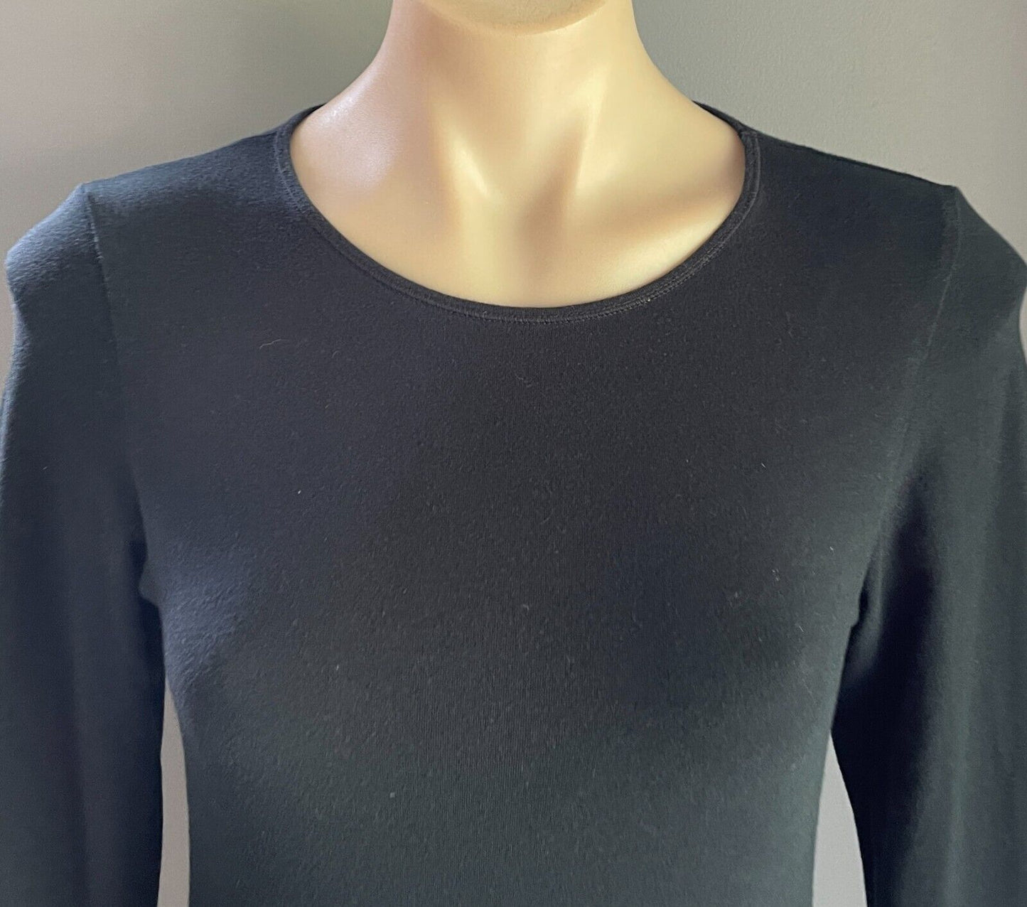 WITCHERY Top Basic Black Long Sleeve Stretch Tee T Shirt Size M 10 12