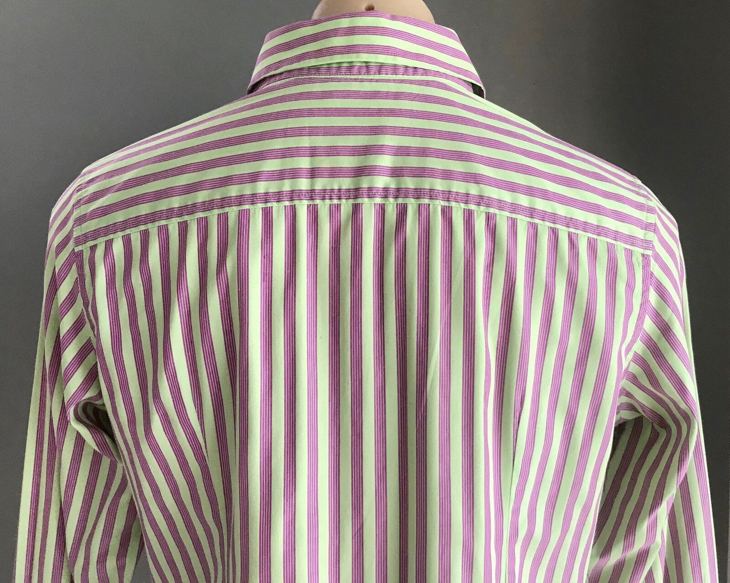 THOMAS PINK Top Long Sleeve Shirt Green & Magenta Stripe Ladies Size 12