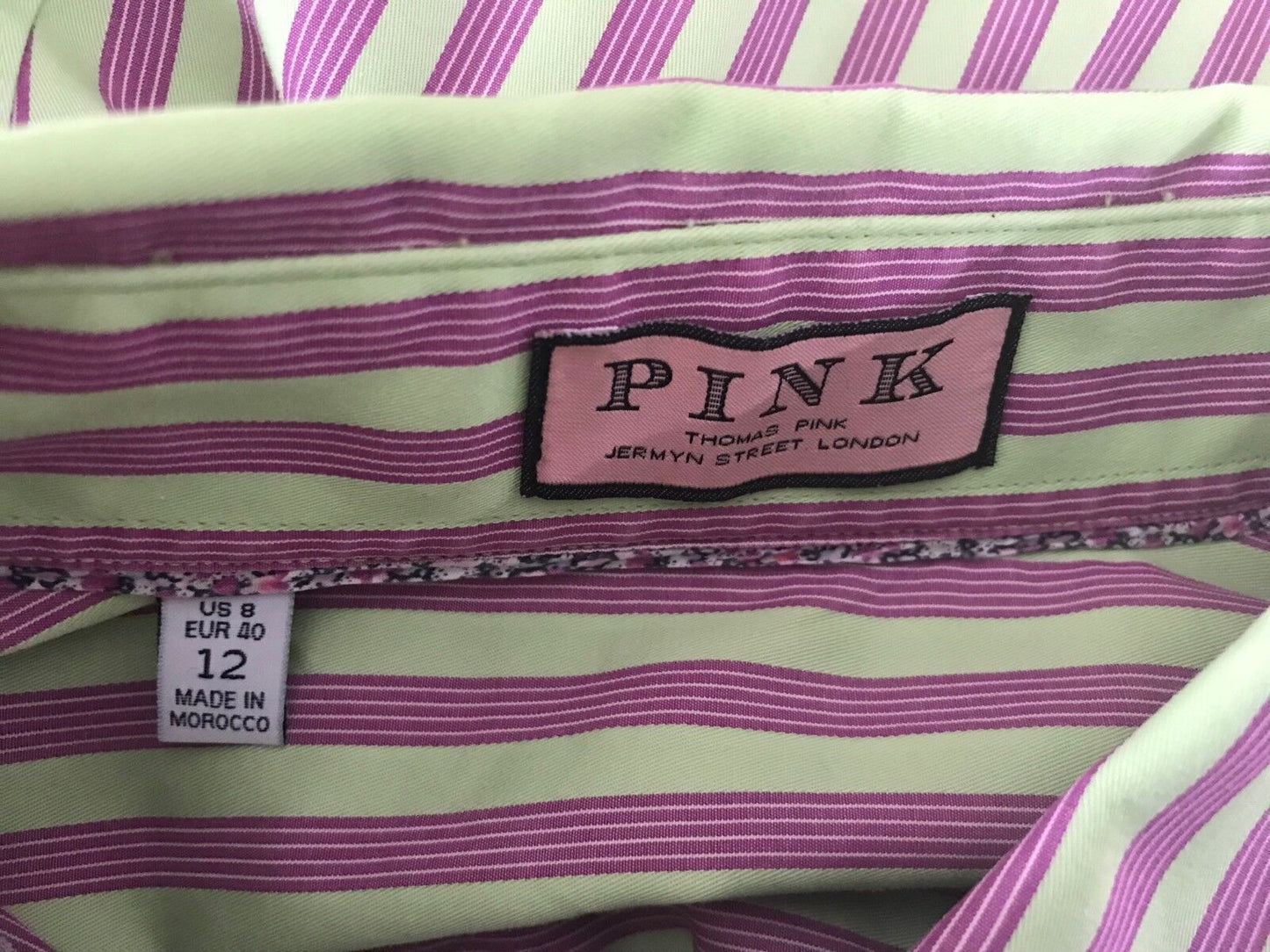 THOMAS PINK Top Long Sleeve Shirt Green & Magenta Stripe Ladies Size 12
